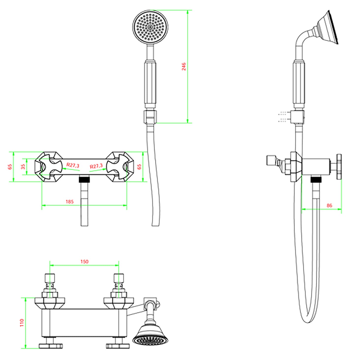 Miscelatore doccia a parete esterno completo di kit doccia marca IB rubinetti modello Belmondo rubinetteria rubinetto ottone cromato muro bagno Rivenditore Autorizzato Campania Arredamento Arredo Finitura Cromo Fontana Acqua 10 anni garanzia qualità