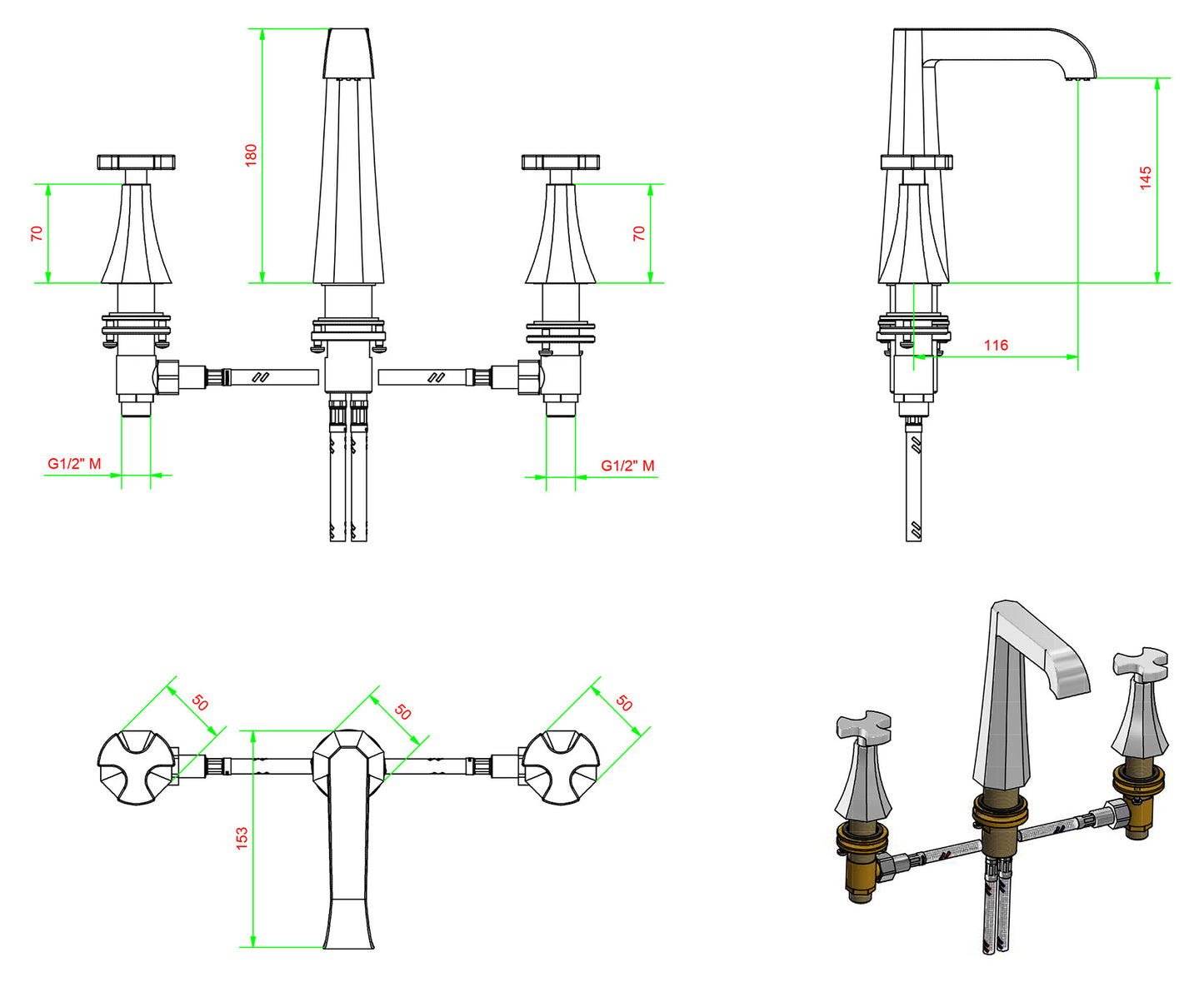 Miscelatore lavabo tre fori bocca alta completo di piletta di scarico Click-Clack marca IB rubinetti modello Belmondo rubinetteria rubinetto ottone cromato casa bagno Rivenditore Autorizzato Campania Arredamento Arredo Finitura Cromo Fontana Acqua qualità