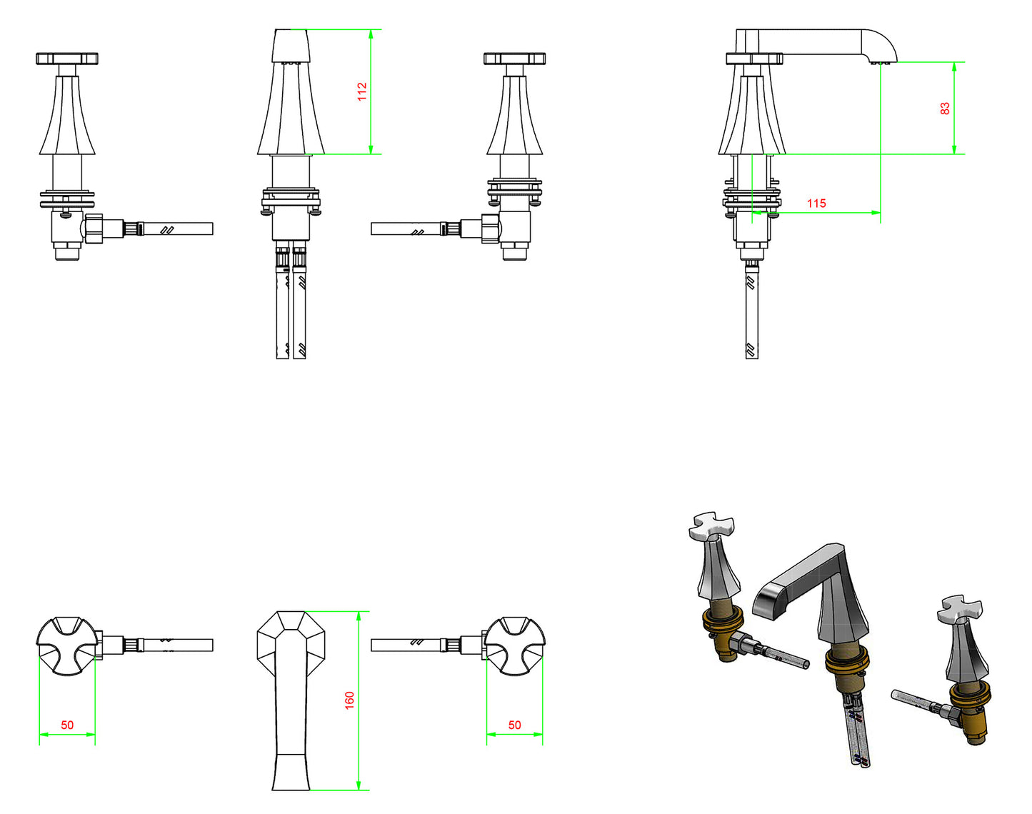 Miscelatore lavabo tre fori bocca bassa completo di piletta di scarico Click-Clack marca IB rubinetti modello Belmondo rubinetteria rubinetto ottone cromato bagno Rivenditore Autorizzato Campania Arredamento Arredo Finitura Cromo Fontana Acqua qualità