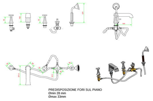 Miscelatore bordo vasca da appoggio cinque fori completo di kit doccia marca IB rubinetti modello Belmondo rubinetteria rubinetto ottone cromato bagno Rivenditore Autorizzato Campania Arredamento Arredo Finitura Cromo Fontana qualità garanzia 10 anni