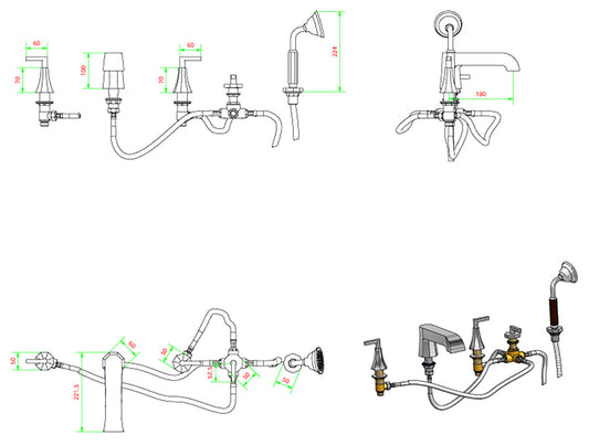 Miscelatore bordo vasca da appoggio cinque fori completo di kit doccia marca IB rubinetti modello Belmondo Elle rubinetteria rubinetto ottone cromato bagno casa Rivenditore Autorizzato Campania Arredamento Arredo Finitura Cromo azienda certificata qualità