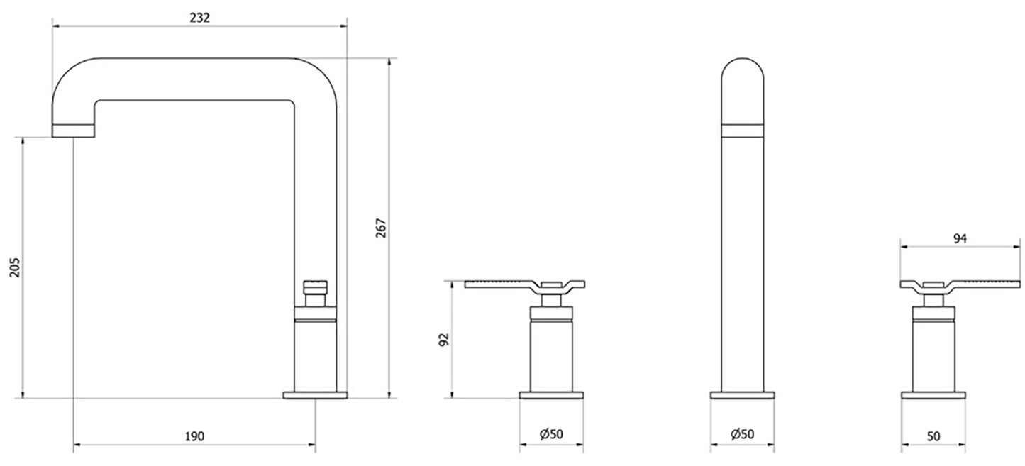 Miscelatore lavabo alto marca IB Rubinetti modello Bold Lever Flat finitura ottone cromato appoggio tre fori due leve piatte rubinetto rubinetteria cromo fontana mix acqua bagno completo piletta scarico click-clack garanzia 10 anni qualità made in italy