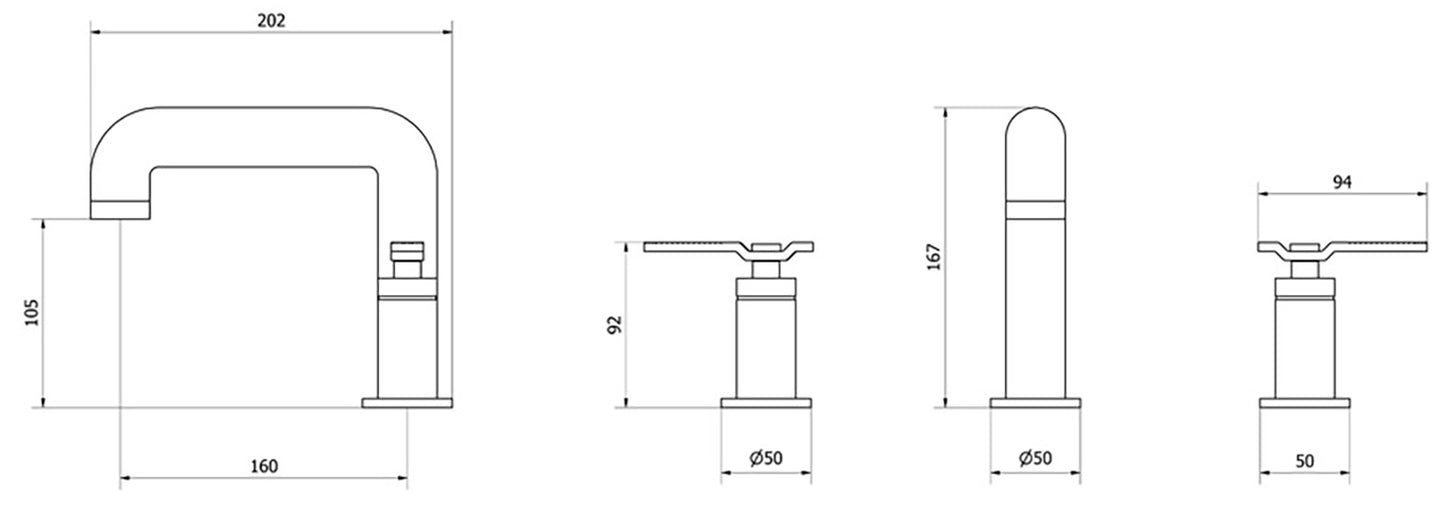 Miscelatore lavabo bassa marca IB Rubinetti modello Bold Lever Flat finitura ottone cromato appoggio tre fori due leve piatte rubinetto rubinetteria cromo fontana mix acqua bagno completo piletta scarico click-clack garanzia 10 anni qualità made in italy