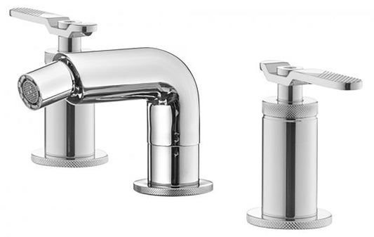 Miscelatore bidet marca IB Rubinetti modello Bold Lever Flat finitura ottone cromato appoggio tre fori due leve piatte rubinetto rubinetteria cromo fontana mix acqua casa bagno completo piletta scarico click-clack garanzia 10 anni qualità made in italy