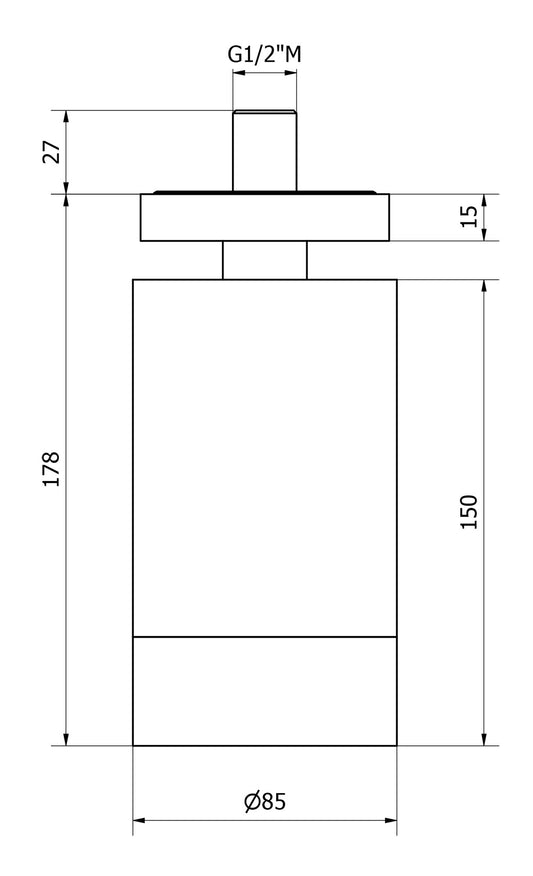 We Are Ib Bold Lever Flat ID085CC_1 Soffione Doccia a Soffitto Diametro 85 mm Con Braccio Ø 80 mm Lunghezza 178 mm Materiale Ottone Finitura Cromata Forma Cilindrica Tonda