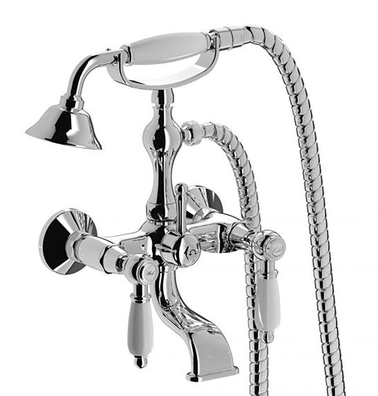 Miscelatore gruppo vasca esterno a parete completo di accessori doccia marca IB rubinetti modello Hermes Elle rubinetteria rubinetto ottone cromato bagno casa parete muro fontana finitura cromo rivenditore autorizzato campania arredamento made in italy