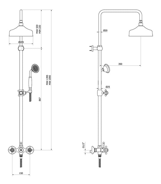 Colonna doccia completa di miscelatore di kit doccia marca IB rubinetti modello Hermes rubinetteria rubinetto ottone cromato bagno casa muro fontana finitura cromo rivenditore autorizzato campania arredamento arredo garanzia 10 anni azienda certificata