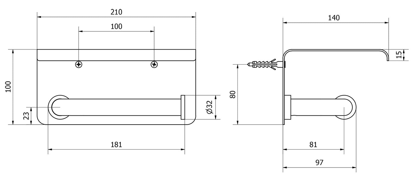 We Are Ib Rubinetti Officina OF017CC Porta Rotolo Per Carta Igienica Con Copertura Larghezza 210 mm Profondità 140 mm Altezza 100 mm Installazione Parete Materiale Ottone Finitura Cromata Stile Moderno