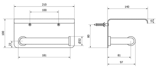 We Are Ib Rubinetti Officina OF017CC Porta Rotolo Per Carta Igienica Con Copertura Larghezza 210 mm Profondità 140 mm Altezza 100 mm Installazione Parete Materiale Ottone Finitura Cromata Stile Moderno