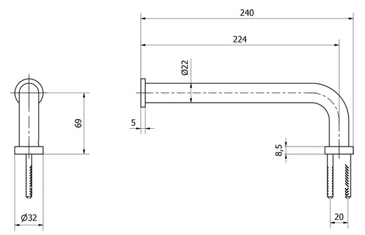 We Are Ib Rubinetti Solferino SO006CC Porta Salvietta Lunghezza 240 mm Profondità 69 mm Installazione Parete Materiale Ottone Finitura Cromata Stile Moderno