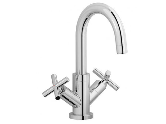 IB Rubinetti WOW Miscelatore Lavabo Appoggio Monoforo Con Piletta Di Scarico Click - Clack 2 Leve Lunghezza 268 mm Senza Piastra Stile Moderno Materiale Ottone Finitura Cromata