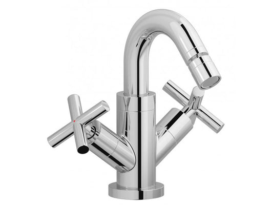 IB Rubinetti WOW Miscelatore Monoforo 2 Leve Bidet Ad Appoggio Con Piletta Di Scarico Click - Clack Stile Moderno Materiale Ottone Finitura Cromata