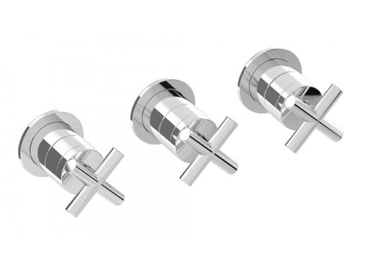 IB Rubinetti WOW Miscelatore Doccia Incasso A Parete 3 Fori 2 Vie Miscelatore Meccanico 2 Leve Senza Piastra Stile Moderno Materiale Ottone Finitura Cromata