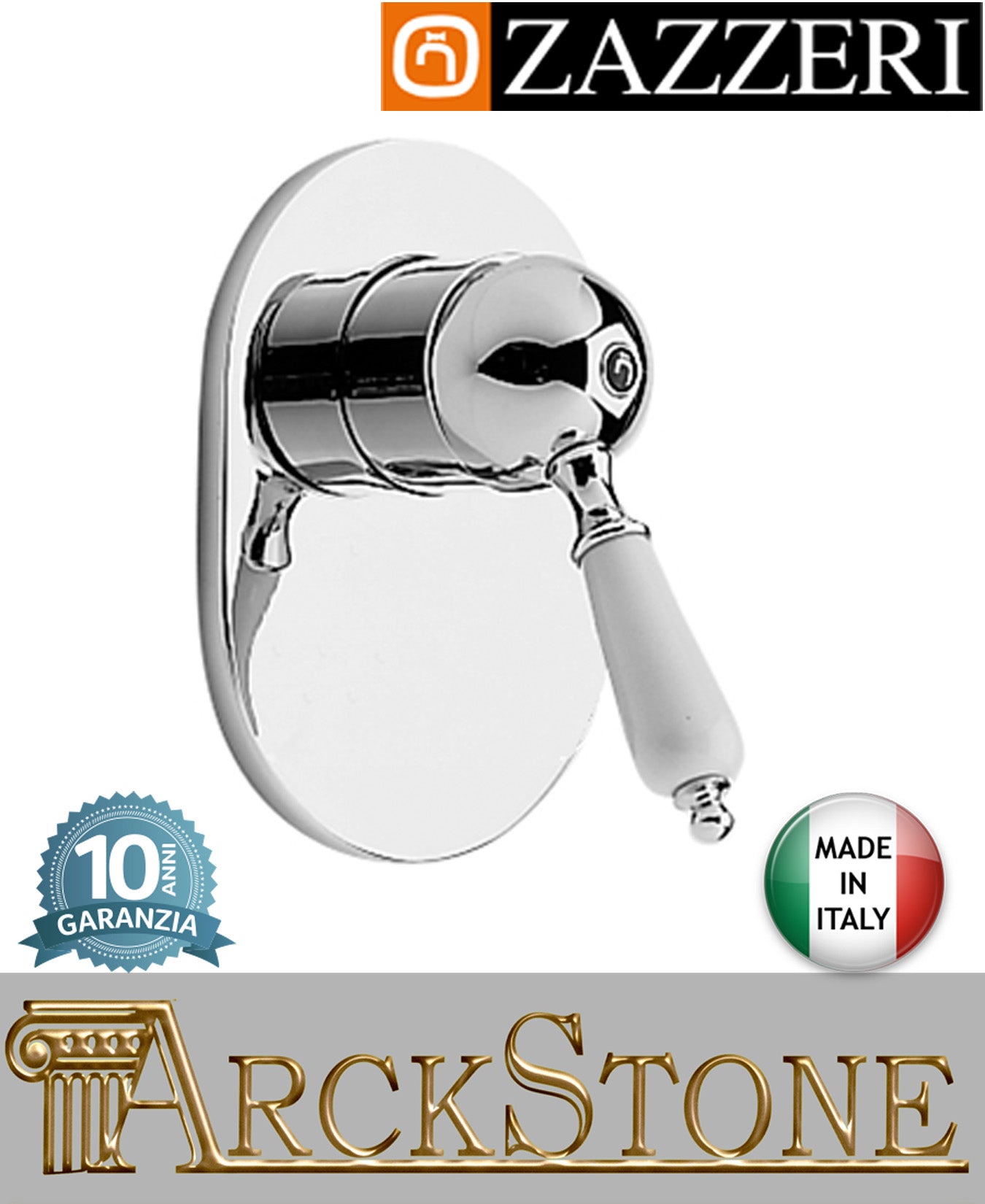 Miscelatore doccia marca Zazzeri modello 800 finitura ottone cromato incasso parete acqua mix rubinetteria rubinetto arredamento casa home arredo bagno azienda certificata garanzia 10 anni qualità made in italy