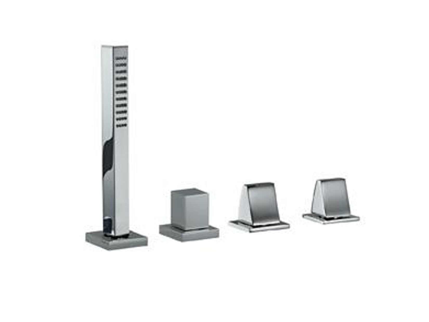 Batteria Bordo Vasca Rubinetterie Treemme Arche' Con Doccetta Estraibile Senza Bocca Materiale Ottone Finitura Cromata