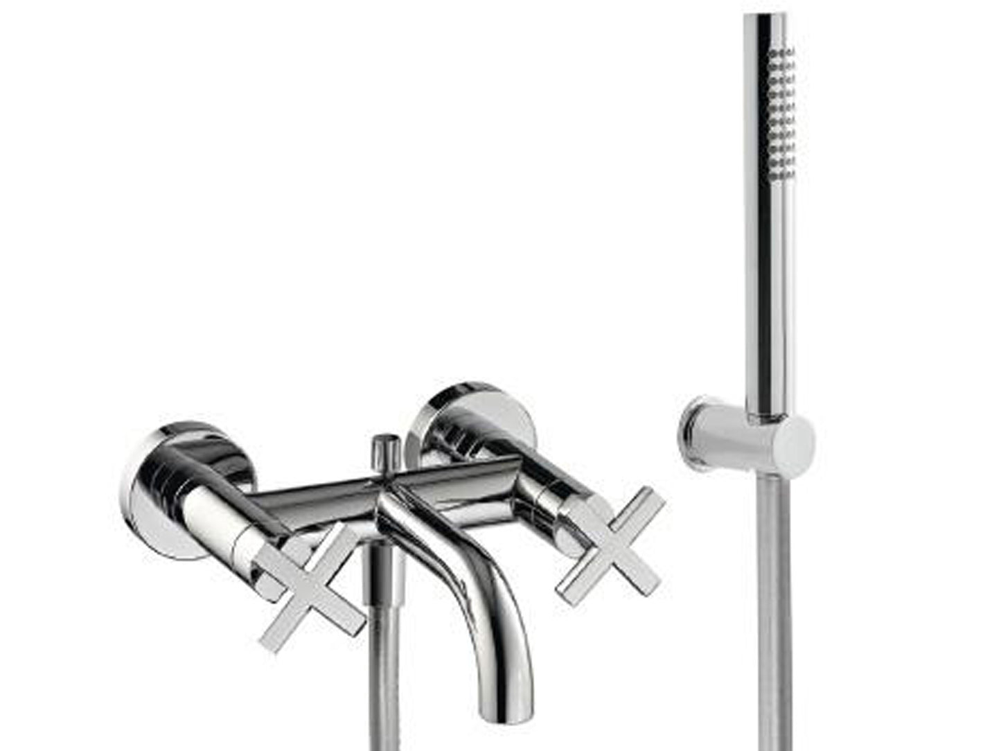 Rubinetterie Treemme Line Miscelatore Gruppo Vasca Esterno Con Doccetta In Metallo Materiale Ottone Finitura Cromata