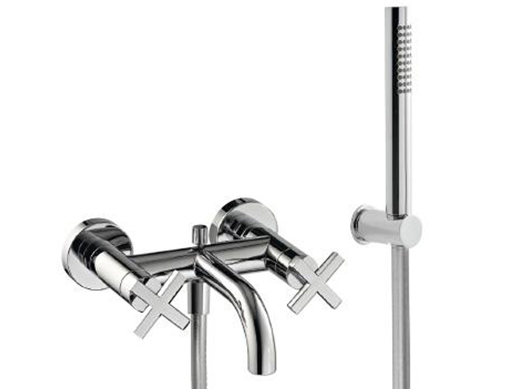 Rubinetterie Treemme Line Miscelatore Gruppo Vasca Esterno Con Doccetta In Metallo Materiale Ottone Finitura Cromata