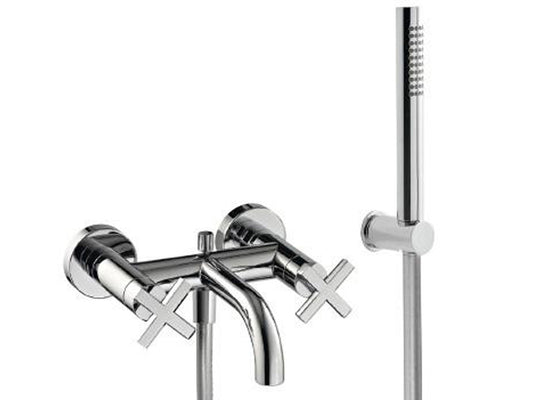 Rubinetterie Treemme Line Miscelatore Gruppo Vasca Esterno Con Doccetta In Metallo Materiale Ottone Finitura Cromata