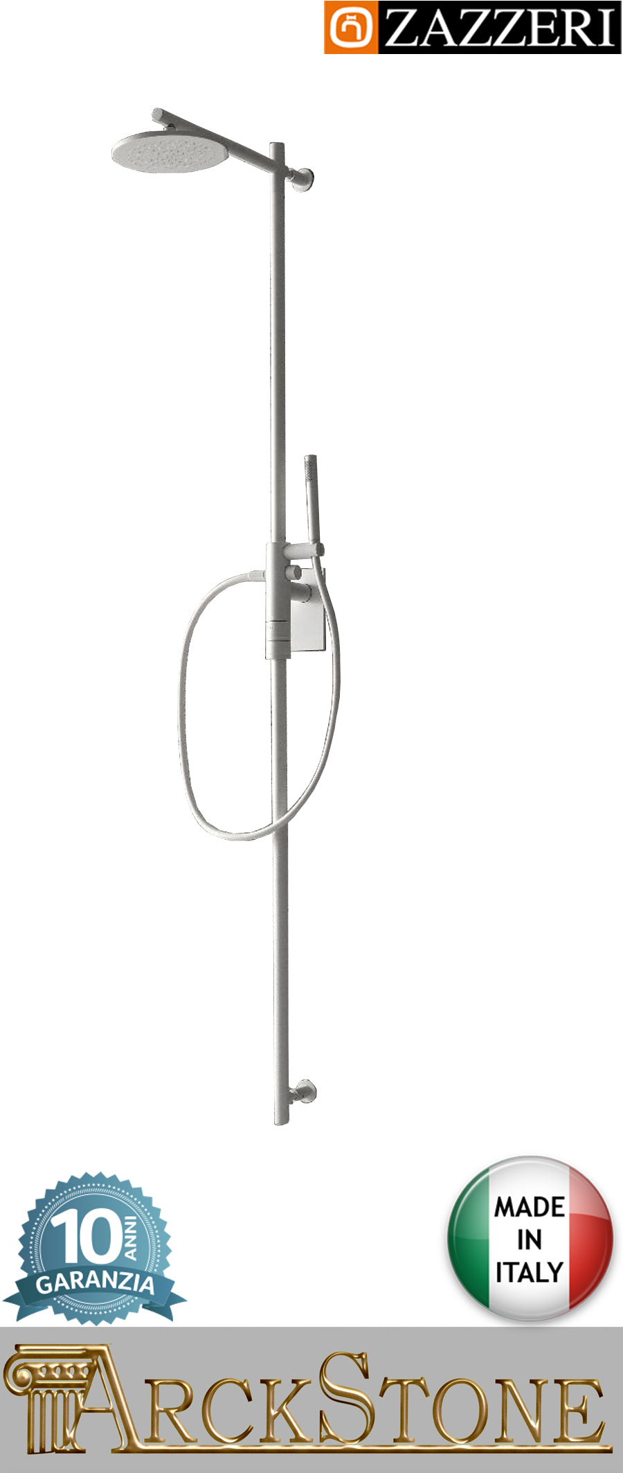 Colonna doccia marca Zazzeri modello TREND X finitura ottone bianco termostatico soffione tondo Ø220mm doccetta anticalcare arredamento casa home arredo bagno azienda certificata garanzia 10 anni qualità made in ita