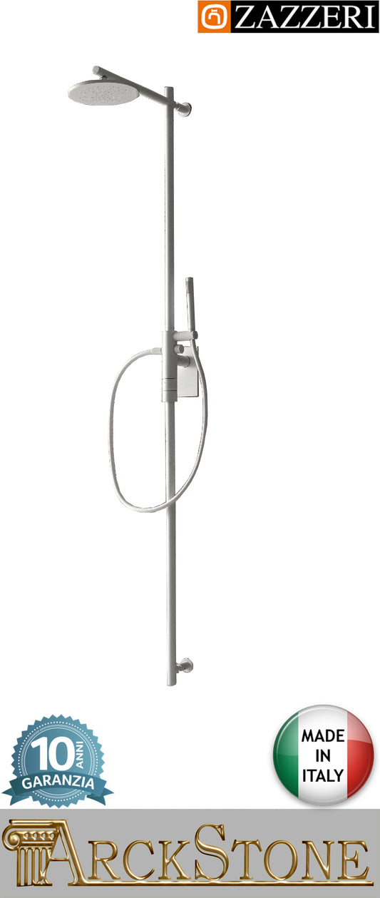 Colonna doccia marca Zazzeri modello TREND X finitura ottone bianco termostatico soffione tondo Ø220mm doccetta anticalcare arredamento casa home arredo bagno azienda certificata garanzia 10 anni qualità made in ita