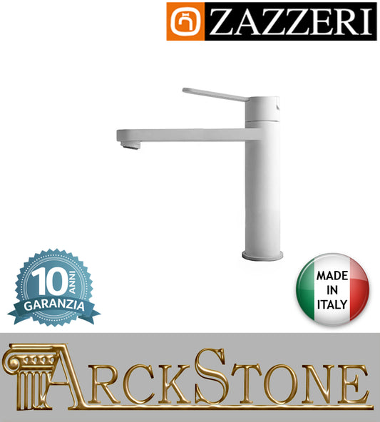 Miscelatore lavabo 150mm marca Zazzeri modello TREND X finitura ottone bianco piletta scarico areatore appoggio anticalcare arredamento arredo bagno home casa autorizzato azienda certificata garanzia 10 anni qualità made in ita