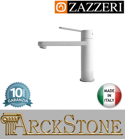 Miscelatore lavabo 150mm marca Zazzeri modello TREND X finitura ottone bianco senza piletta scarico areatore appoggio anticalcare arredamento arredo bagno autorizzato azienda certificata garanzia 10 anni qualità made in italy