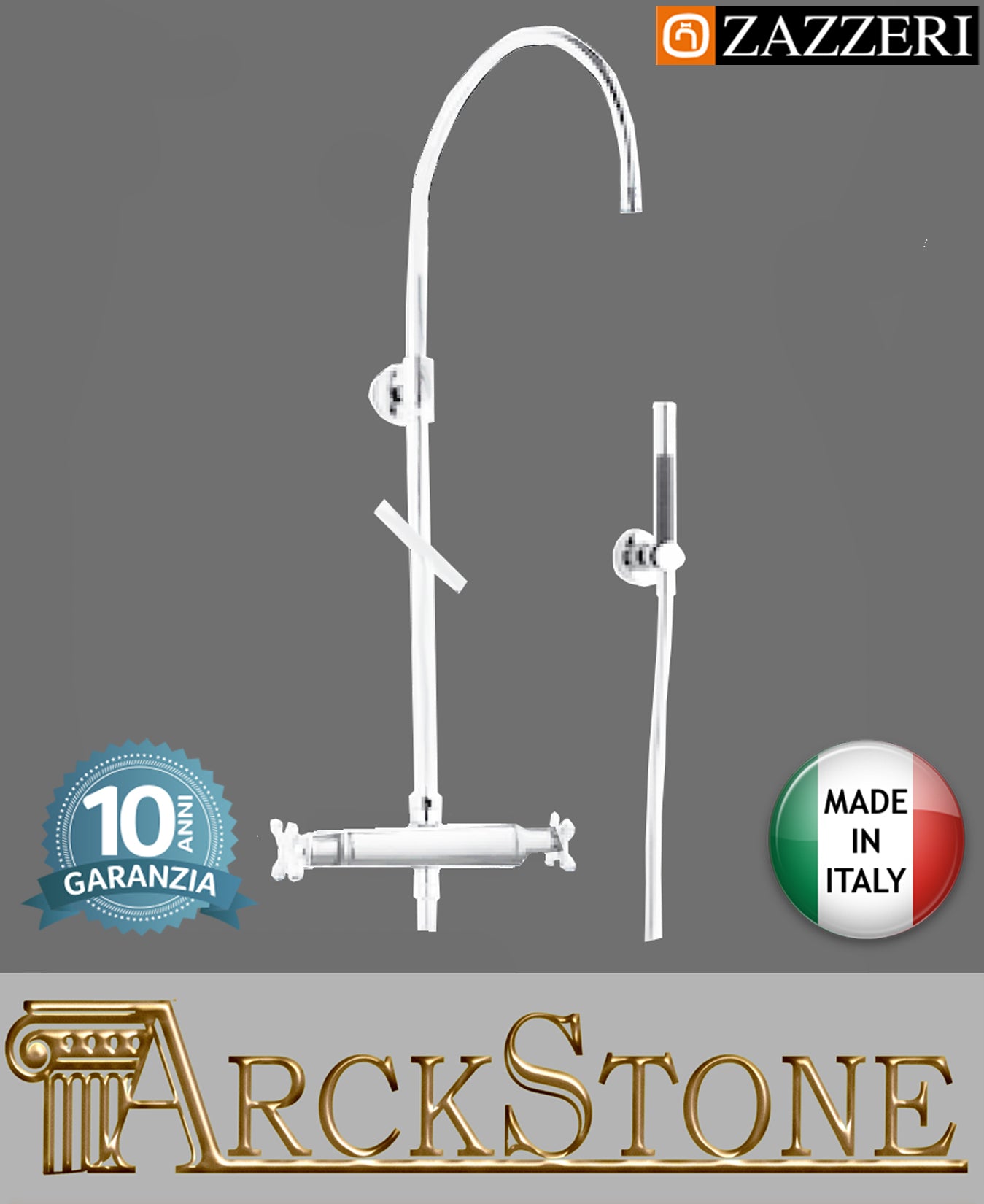 Colonna doccia marca casa Zazzeri modello Shower Unix miscelatore rubinetto termostatico doccetta finitura bianco arredamento bagno rubinetteria garanzia 10 anni azienda certificata qualità made in italy