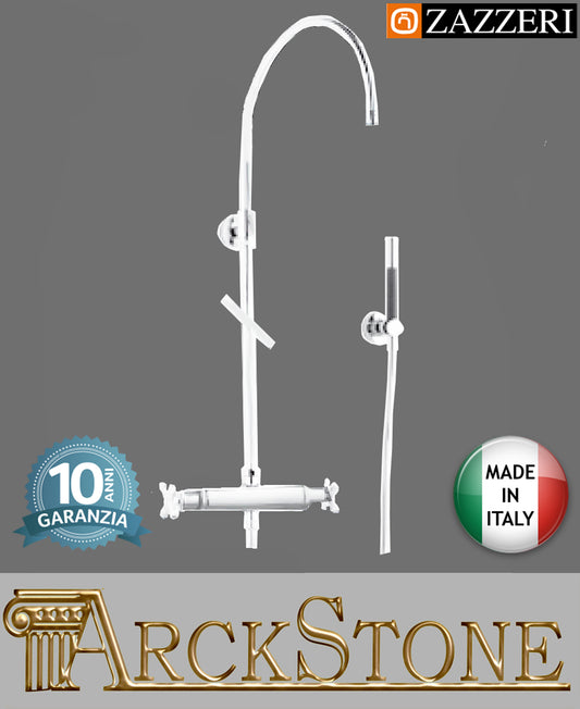 Colonna doccia marca casa Zazzeri modello Shower Unix miscelatore rubinetto termostatico doccetta finitura bianco arredamento bagno rubinetteria garanzia 10 anni azienda certificata qualità made in italy