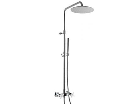 Rubinetterie Treemme Line Gruppo Colonna Doccia Attrezzata Multifunzione Miscelatore Meccanico Materiale Ottone Finitura Cromata Con Doccetta E Soffione Anticalcare In Metallo