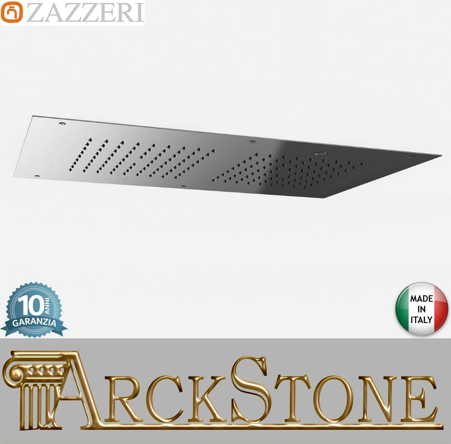 Zazzeri Rubinetterie SHIRÒ SKYRAIN Soffione Doccia A Soffitto Rettangolare 700x400 mm Con Pioggia Stile Moderno Materiale Acciaio Inox Finitura Acciaio Lucido