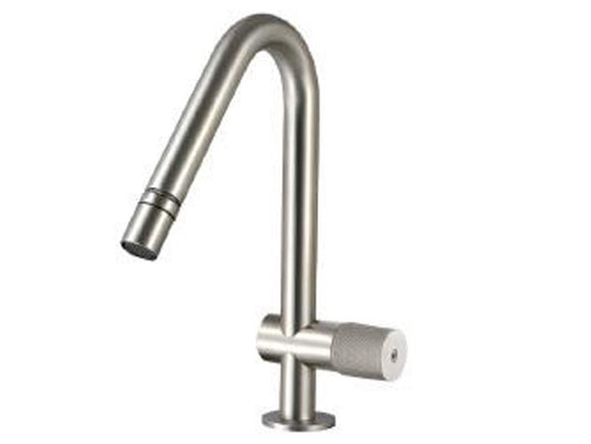 Rubinetterie Treemme 3M 22MM IT 1122 IS 2H ZZ Miscelatore Monoforo Monocomando Bidet Appoggio Con Areatore Orientabile Senza Piletta Di Scarico Stile Moderno Materiale Acciaio Finitura Acciaio Spazzolato Opaco Inox