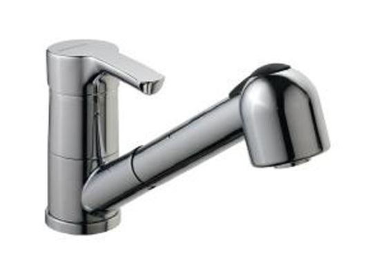 Rubinetterie Treemme 3M Contract Kitchen S IT 1235 CC LG ZZ Miscelatore Monocomando Appoggio Lavello Cucina Con Doccetta Estraibile Monoforo Stile Moderno Materiale Ottone Finitura Cromata