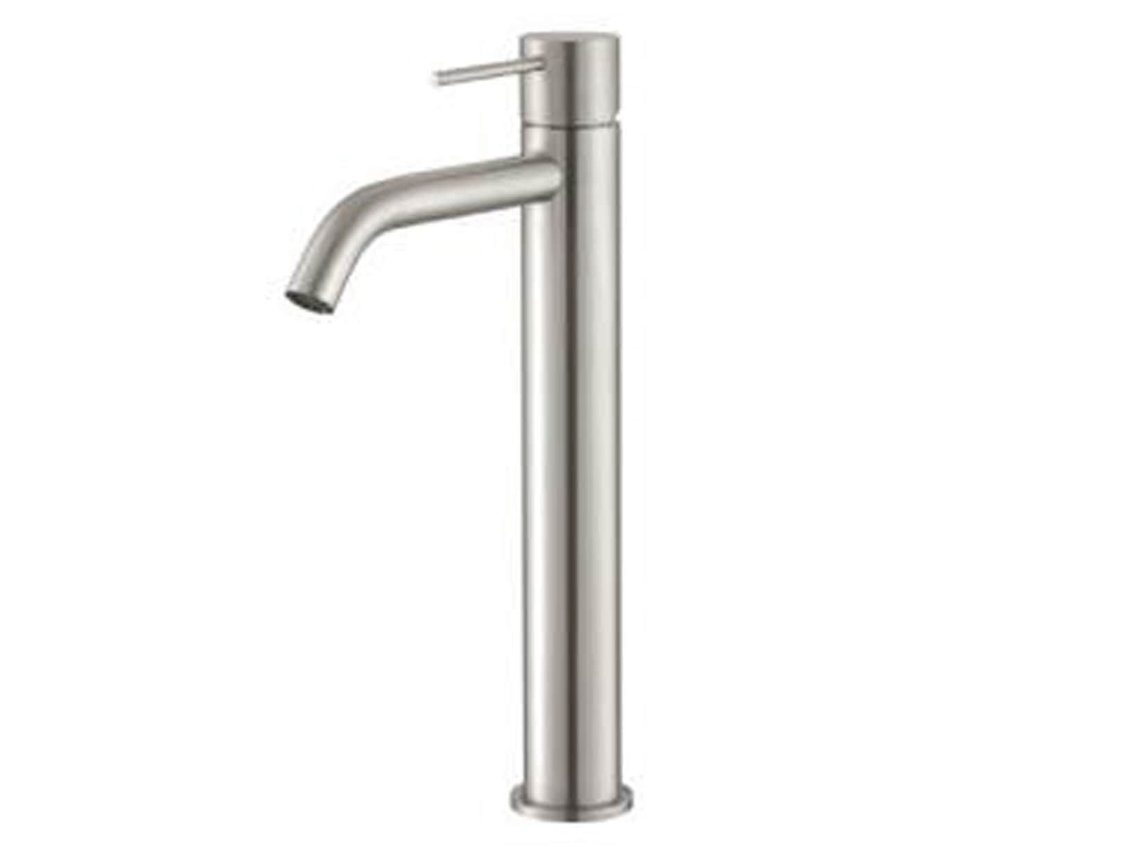 Rubinetterie Treemme 40MM Miscelatore Monocomando Monoforo Appoggio Lavabo 340 mm Stile Moderno Materiale Acciaio Finitura Acciaio Spazzolato Opaco Inox