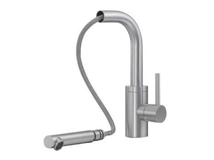 Rubinetterie Treemme 40mm IT 1343 IS 40 ZZ Miscelatore Monoforo Monocomando Appoggio Lavello Cucina Con Doccetta Estraibile Bocca Girevole Stile Moderno Materiale Acciaio Finitura Acciaio Spazzolato Opaco Inox