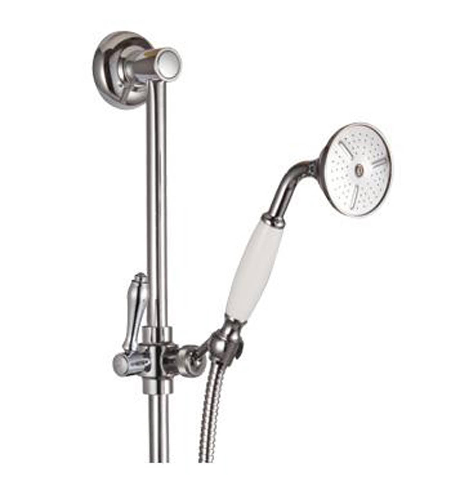 Rubinetterie Treemme 3M PICCADILLY RWIT 2106 CC 04 Kit Asta Saliscendi Con Doccetta In Metallo e Flessibile In PVC Senza Presa Acqua a Muro Finitura Cromata