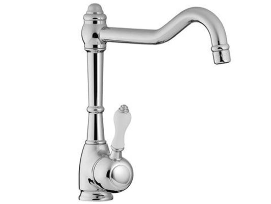 Rubinetterie Treemme KITCHEN - RETRO' Miscelatore Lavello Cucina Monoforo Stile Classico Con Bocca Girevole Materiale Ottone Finitura Cromata