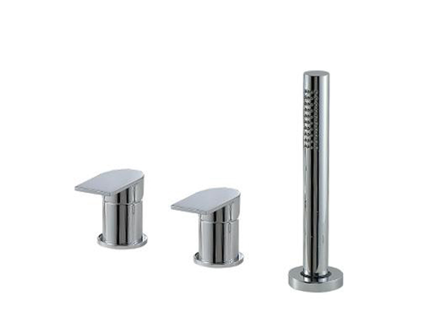 Batteria Bordo Vasca Senza Bocca Con Doccetta Estraibile In Metallo Rubinetterie Treemme Ran Materiale Ottone Finitura Cromata