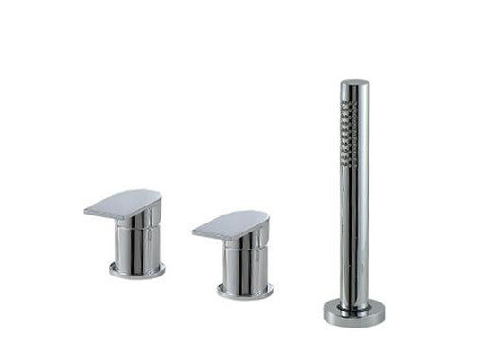 Batteria Bordo Vasca Senza Bocca Con Doccetta Estraibile In Metallo Rubinetterie Treemme Ran Materiale Ottone Finitura Cromata