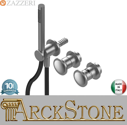 Zazzeri Rubinetterie JK21 Mono Miscelatore Doccia Meccanico Incasso A Muro Con Deviatore A 2 Vie E Doccetta 3 Fori Monocomando Stile Moderno Materiale Acciaio Inox Finitura Acciaio Spazzolato