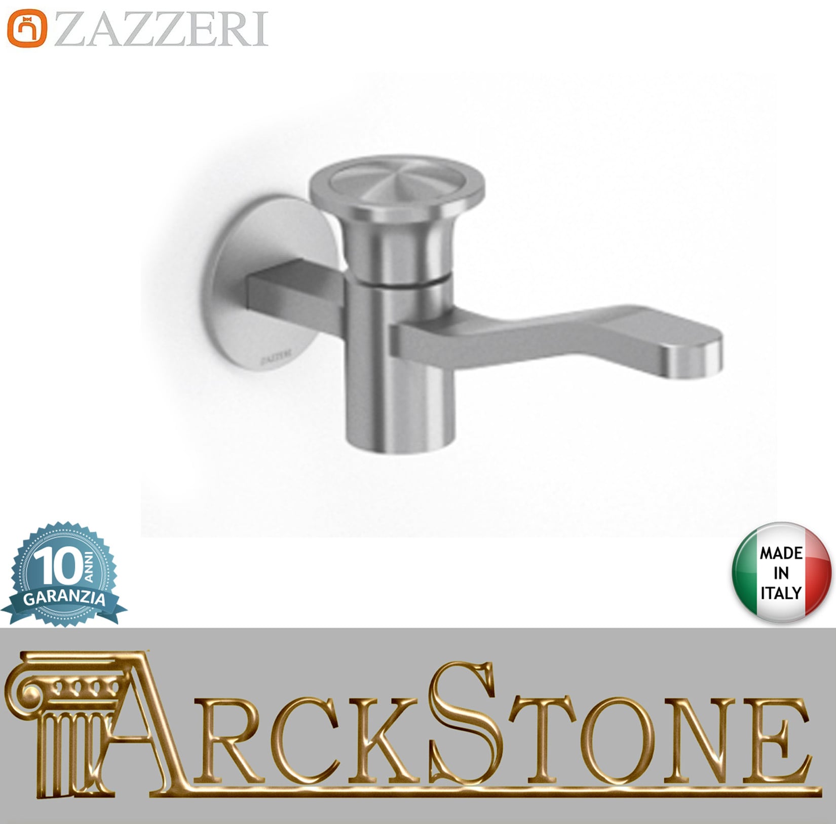 Zazzeri Rubinetterie JK21 Mono Miscelatore Lavabo Incasso A Muro Monoforo Monocomando Completo Lunghezza 220 mm Senza Piletta Di Scarico Stile Moderno Materiale Acciaio Inox Finitura Acciaio Spazzolato