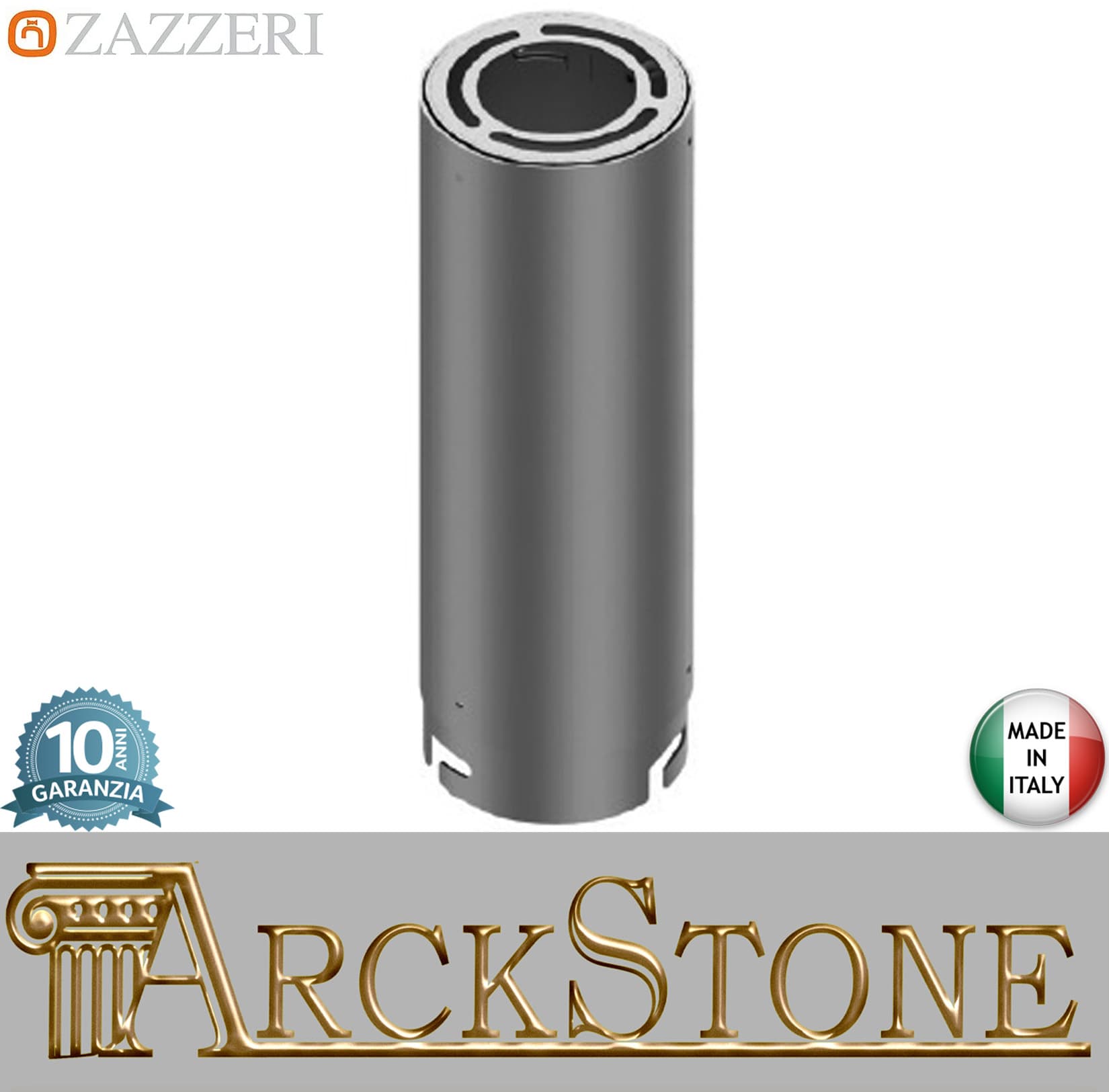 Zazzeri Rubinetterie JK21 Mono Braccio Doccia Per Soffione Da Soffitto Presa Tonda Braccio Tondo Lunghezza 550 mm Stile Moderno Materiale Acciaio Inox Finitura Acciaio Spazzolato