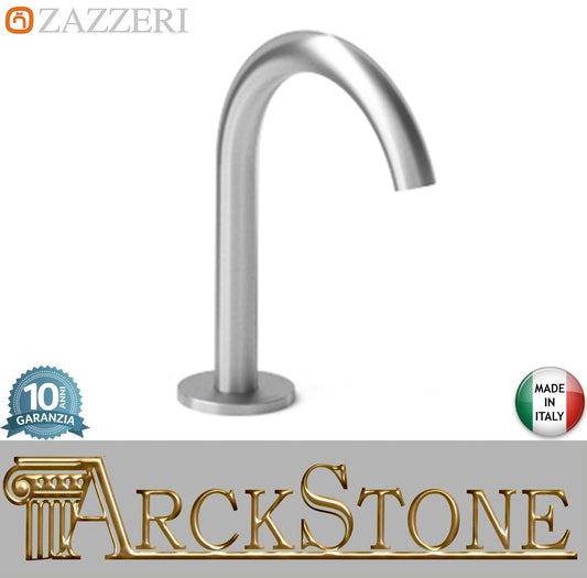 Zazzeri Rubinetterie JK21 Mono Bocca Getto D'erogazione Girevole Appoggio Da Piano Monoforo Lunghezza 145 mm Altezza 212 mm Uscita Acqua Getto Stile Moderno Materiale Acciaio Inox Finitura Acciaio Spazzolato