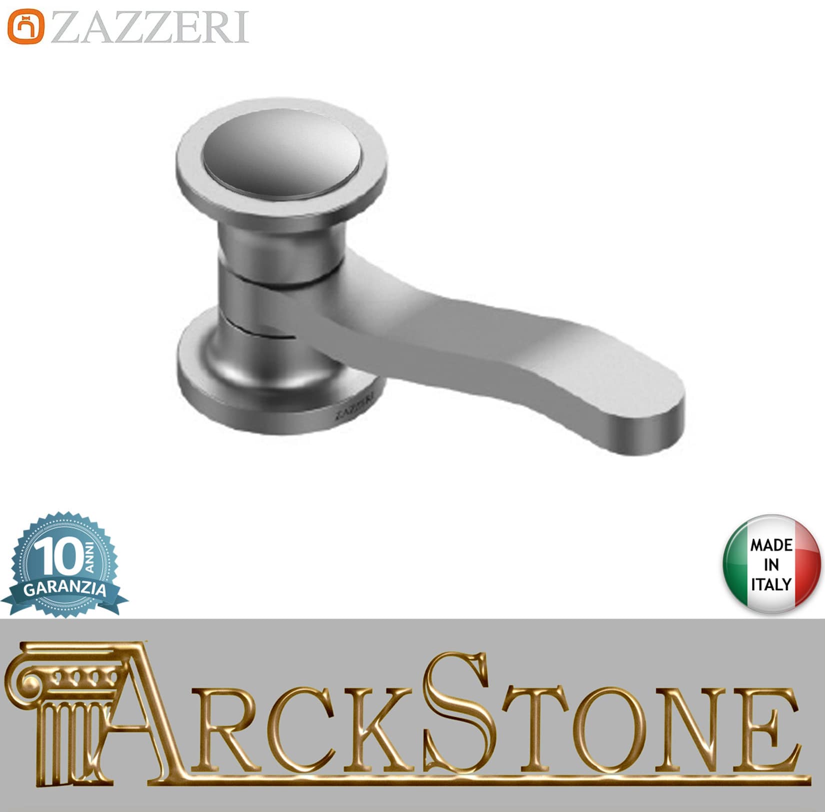 Zazzeri Rubinetterie JK21 Mono Miscelatore Lavabo Appoggio Con Bocca Girevole Monoforo Monocomando Altezza 76 mm Senza Piletta Di Scarico Stile Moderno Materiale Acciaio Inox Finitura Acciaio Spazzolato