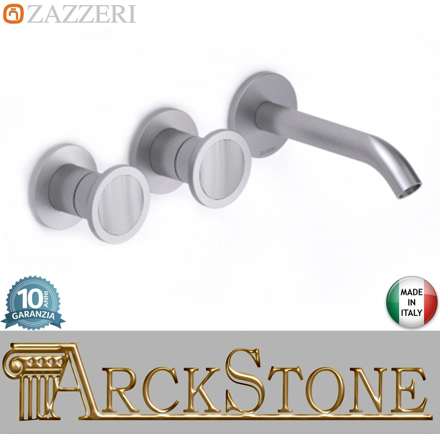 Zazzeri Rubinetterie JK21 Miscelatore Batteria Lavabo Incasso A Muro 3 Fori 2 Leve Completo Lunghezza 160 mm Senza Piletta Di Scarico Stile Moderno Materiale Acciaio Inox Finitura Acciaio Spazzolato