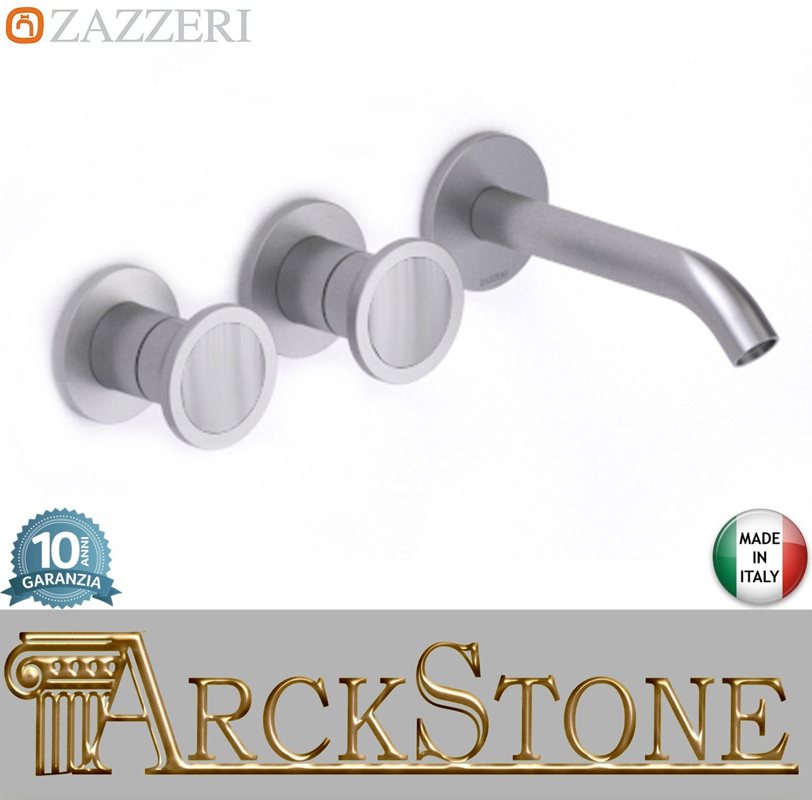 Zazzeri Rubinetterie JK21 Miscelatore Batteria Lavabo Incasso A Muro 3 Fori 2 Leve Completo Lunghezza 160 mm Senza Piletta Di Scarico Stile Moderno Materiale Acciaio Inox Finitura Acciaio Spazzolato