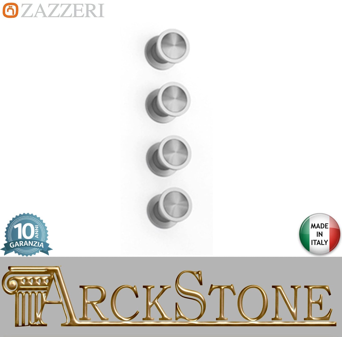 Zazzeri Rubinetterie JK21 Mono Miscelatore Gruppo Doccia Termostatico Incasso A Muro CONFORT 3 Vie 4 Fori Monocomando Stile Moderno Materiale Acciaio Inox Finitura Acciaio Spazzolato