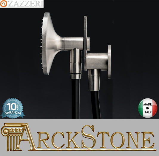 Zazzeri Rubinetterie JK21 Mono Miscelatore Doccia Meccanico Incasso A Muro 2 Vie E Doccetta Palmare Tonda Ø120 mm 2 Fori Monocomando Stile Moderno Materiale Acciaio Inox Finitura Acciaio Spazzolato