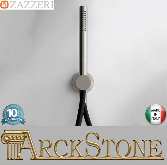 Zazzeri Rubinetterie JK21 Mono Set Doccia Con Doccetta Stilo Monogetto Completo Di Presa Acqua A Muro E Supporto Stile Moderno Materiale Acciaio Inox Finitura Acciaio Spazzolato