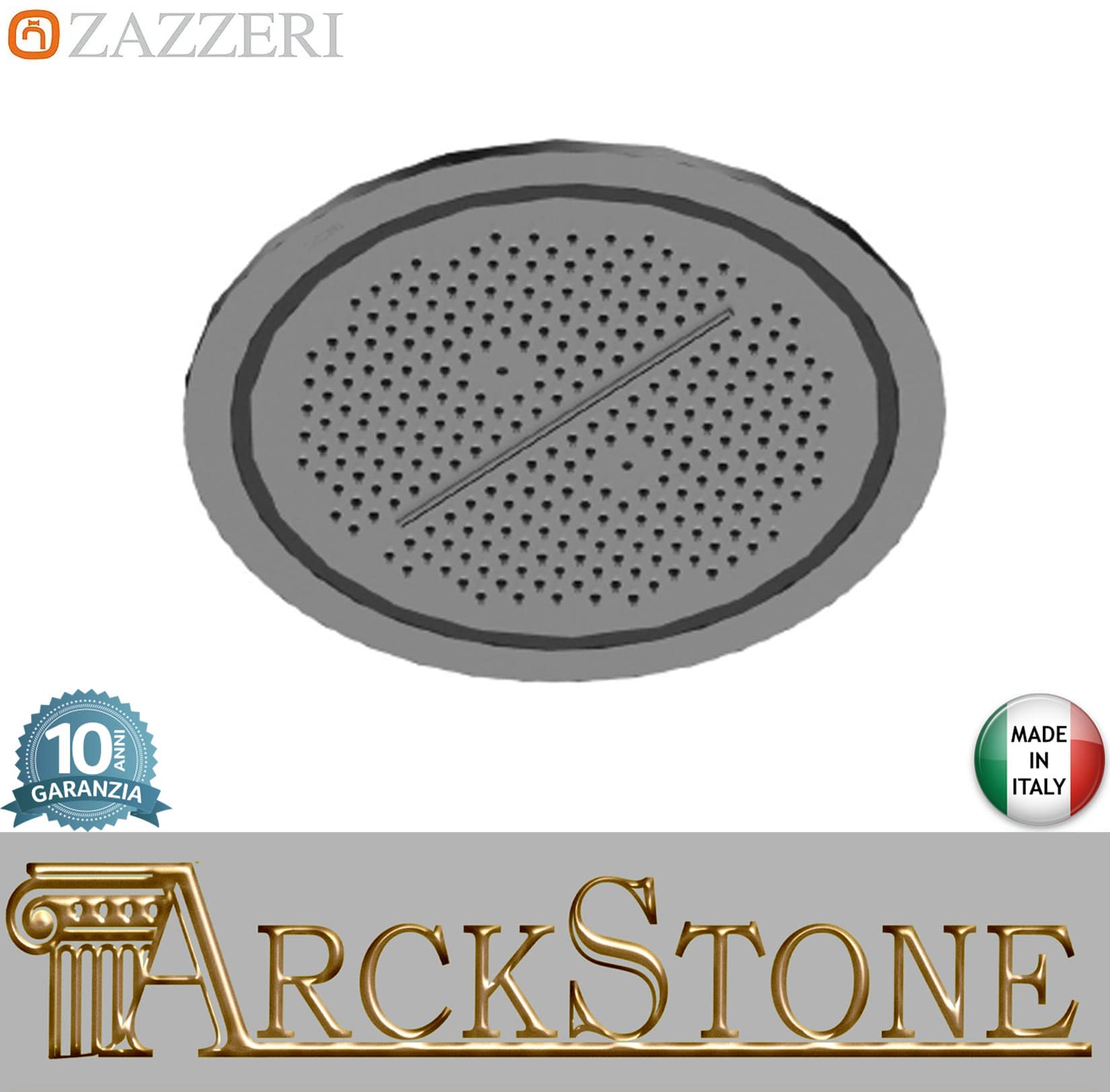 Zazzeri Rubinetterie JK21 Soffione Doccia Rotondo Ø345 mm Con Pioggia Nebulizzatori Cascata Led RGB E Comandi Elettrici Stile Moderno Materiale Acciaio Inox Finitura Acciaio Spazzolato