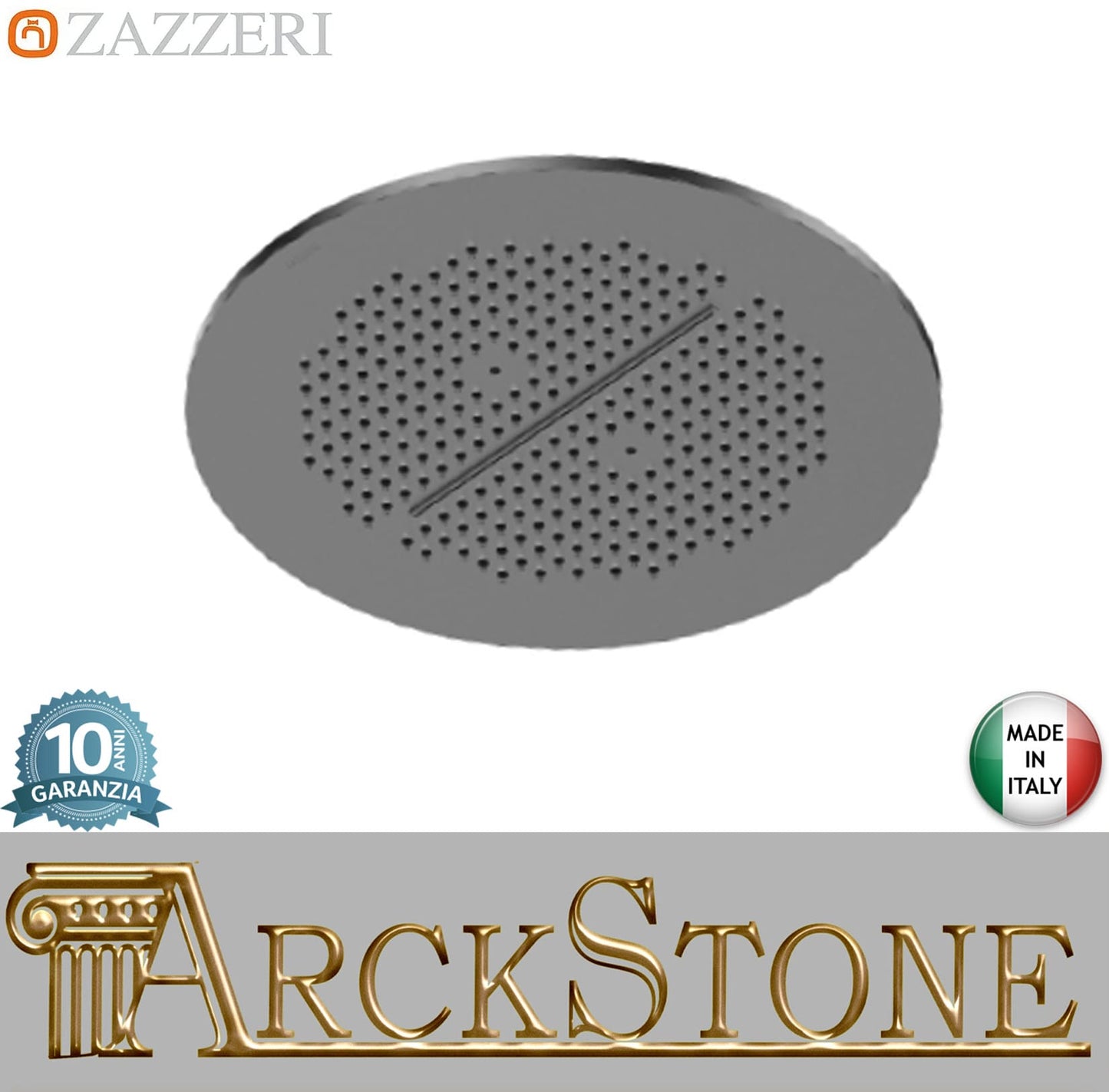 Zazzeri Rubinetterie JK21 Soffione Doccia Rotondo Ø345 mm Con Pioggia Nebulizzatori E Cascata Stile Moderno Materiale Acciaio Inox Finitura Acciaio Spazzolato